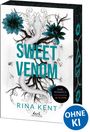 Buchumschlag mit den Worten "SWEET VENOM", "RINA KENT". Eine weiße Schlange mit dunklen Blumen und verzweigten Ästen.