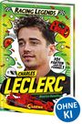 Cover mit "Racing Legends", "Charles Leclerc", "101 Fakten über die Formel 1". Porträt, Rennwagen, Helm, farbenfrohes Design.
