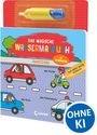 „Das magische Wassermalbuch“, „Fahrzeuge ab 18 Monaten“. Abbildung von Autos, Roller, Polizei, inkl. Wasserstift.