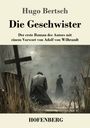 "Die Geschwister" von Hugo Bertsch. Illustration eines Friedhofs mit zwei trauernden Personen bei einem Grab.