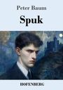 "Peter Baum, Spuk, HOFENBERG" vor blauem Hintergrund; Illustration: Mann, Burg im Mondlicht.