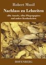 Oben: Robert Musil "Nachlass zu Lebzeiten". Unten: HOFENBERG. Darunter Illustration von Fliegen auf Papier.