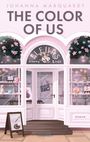 JOHANNA MARQUARDT, THE COLOR OF US, FLEURS drawing & café. Schild „Open“. Malpalette und Torte im Schaufenster.
