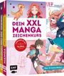 "DEIN XXL MANGA ZEICHENKURS", Manga-Charaktere in lebendigen Farben, stilisierte Figuren und dynamische Posen.