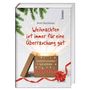 "Weihnachten ist immer für eine Überraschung gut." Geöffnetes Paket mit Leuchten, Tannenzweigen und Schleife.