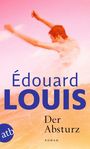 Édouard Louis, Der Absturz, Roman. Verschwommene Person im Wasser, Hintergrund in Rosa und Orange.