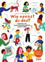 Text: „Wie nennst du das? Entdecke die bunte Sprachenvielfalt unserer Welt.“ Illustration mit Menschen, Tieren und QR-Code.