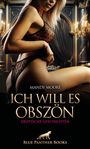 „Ich will es obszön: Erotische Geschichten“, Mandy Moore, Logo: Löwe. Frau in Dessous, im opulenten Raum mit Kerzen.