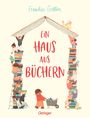 Text: "Frankie Gitton", "Ein Haus aus Büchern", "Oetinger". 

Kinder bauen aus Büchern ein Haus.