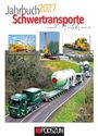 Jahrbuch 2027 Schwertransporte und Autokrane. Vier Fotos zeigen Schwerlastransporte. Logo: PODSZUN.