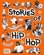 Texte: "Stories of Hip Hop", "Schmuck Museum Pforzheim". Kollage aus Schwarz-Weiß-Bildern auf orangefarbenem Hintergrund.