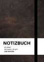 Notizbuch A4 dotted, 100 Seiten, 90 g/m², LIWI Edition; dunkle lederartige Textur mit weißem Streifen.