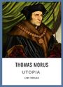 "THOMAS MORUS UTOPIA LIWI VERLAG." Ein Porträt eines Mannes in Renaissance-Kleidung vor grünem Vorhang.