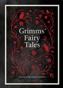 Text: "Grimms' Fairy Tales, Jacob & Wilhelm Grimm, LIWI VERLAG." Rote florale Verzierungen auf schwarzem Hintergrund.