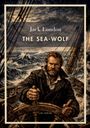 „Jack London, THE SEA-WOLF, LIWI VERLAG“ zeigt einen Seemann am Steuerrad in stürmischer See.