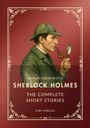 „ARTHUR CONAN DOYLE, SHERLOCK HOLMES, THE COMPLETE SHORT STORIES, LIWI VERLAG“. Illustration eines Detektivs mit Pfeife.