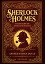 "Sherlock Holmes", "The Return of Sherlock Holmes", "Arthur Conan Doyle", "LiWi Verlag". Goldene Ornamente und Silhouette.