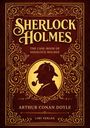 "Sherlock Holmes: The Case-Book of Sherlock Holmes, Arthur Conan Doyle. Verzierter roter Hintergrund, Silhouette."