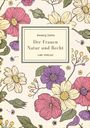„Hedwig Dohm: Der Frauen Natur und Recht, LIWI VERLAG.“ Bunte Blumenillustration mit großen Blütenblättern.