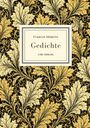 "Friedrich Hölderlin, Gedichte, LIWI VERLAG." Goldene Blätter auf schwarzem Hintergrund, stilisiertes Muster.
