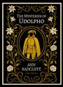 "The Mysteries of Udolpho", Ann Radcliffe, LIWI VERLAG. Goldene Blumenverzierung und eine Figur in einem eleganten Kostüm.