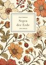 Text: "Knut Hamsun Segen der Erde LIWI VERLAG." Blumenillustration mit großen, farbenfrohen Blüten und Blättern.