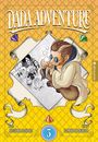 „Dada Adventure“, eine farbenfrohe Illustration mit einer Figur, die durch eine Lupe schaut.