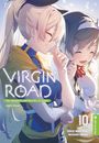 "Virgin Road", "Die Henkerin und ihre Art zu leben", "10". Zwei lachende Mädchen in farbiger Kleidung. Anime-Stil.