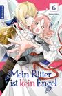 "Mein Ritter ist kein Engel", Band 6. Ein blondhaariger Mann und ein rosahaariges Mädchen umarmen sich fröhlich.