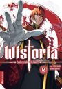 „Wistoria: Zauberstab & Schwert“, Band 12. Eine Figur mit roten Haaren streckt die Hand aus, umgeben von rotem Muster.