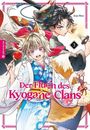 „Der Fluch des Kyogane-Clans.“ Zwei Anime-Figuren: eine mit Fuchsohren, die andere mit Schwert und Kitsune-Maske.