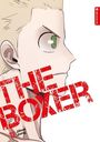 THE BOXER in rot, Jihun Jung. Blonder Charakter im Profil, ernster Blick, grünes Auge. Links ein rotes @altraverse Logo.