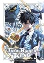 "Manga 'Tomb Raider King', Band 17. Mann mit schwarzem Haar im Anzug, hält einen leuchtenden Ring. Im Hintergrund ein Drache."