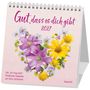 „Gut, dass es dich gibt 2027“. Darunter bunte Blumen, hauptsächlich gelbe und lila Blüten. Ein Tischkalender.