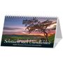 "Sehnsucht nach Unendlichkeit", 2027 Kalender. Landschaft mit Sonnenuntergang hinter einem Baum, der sich malerisch neigt.