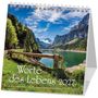 "Worte des Lebens 2027" und "Postkarten-Kalender mit Psalmworten und Farbfotos" auf einem Kalender mit Bergsee und Wald.