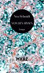"Nea Schmidt, VON DEN SINNEN, Essays, MÄRZ" stehen im Bild. Darunter ein abstraktes Muster in Blau, Weiß und Rosa.
