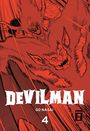 "DEVILMAN", "GO NAGAI", "4". Ein rotes Gemälde zeigt Teufelswesen mit Hörnern und bedrohlichen Gesichtern.
