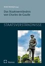 Oben: Armin Steinbach [Hrsg.]. „Das Staatsverständnis von Charles de Gaulle“. Unten: Steinstatue vor blauem Himmel.