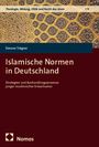 Text: "Islamische Normen in Deutschland" von Simone Trägner. Oberer Teil: Ornamentmuster, unten dunkelroter Hintergrund.