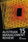 „AUSTRIAN MANAGEMENT REVIEW 15“ erscheint in Weiß auf Schwarz, im Hintergrund orange-rote, verschachtelte Quadrate.