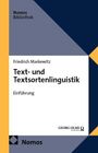 "Text- und Textsortenlinguistik" von Friedrich Markewitz, Einführung. Blau-gelbes geometrisches Buchcover, Nomos-Verlag.