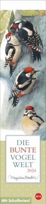 Marjolein Bastin: Bastin Vogelwelt Langplaner 2024. Langer Streifenkalender mit allen wichtigen Terminen auf einen Blick. Liebevoll illustrierter Wand-Terminkalender 2024., KAL