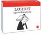 "Loriot Tagesabreißkalender 2027." Cartoon eines Mannes mit Buch als Hut. Kleiner roter Punkt mit "HEYE".