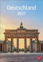 Deutschland 2027. Brandenburger Tor bei Sonnenuntergang, davor leere Straße. Rechts unten rundes, rotes "Heye"-Logo.