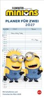 "ILLUMINATION präsentiert Minions. Planer für zwei 2027. Mit Schulferien und Vorschau bis März 2028."  
Illustration mit zwei Minions.