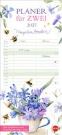 "PLANER für ZWEI 2027", Text oben. Illustration mit Blumen, Bienen und einer Tasse. Organisiert für zwei Personen.