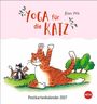Der Text lautet: "Yoga für die Katz", "Klaus Puth", "Postkartenkalender 2027". Eine Illustration mit Katzen beim Yoga.