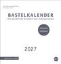 Text: "BASTELKALENDER - Das persönliche Geschenk zum Selbstgestalten 2027", "mit extra Titelblatt", "edler Karton in Weiß".
