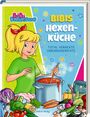 Bibis Hexenküche: Total verhexte Lieblingsgerichte. Illustration von Bibi mit Kochtopf, Gemüse und bunten Sternen.